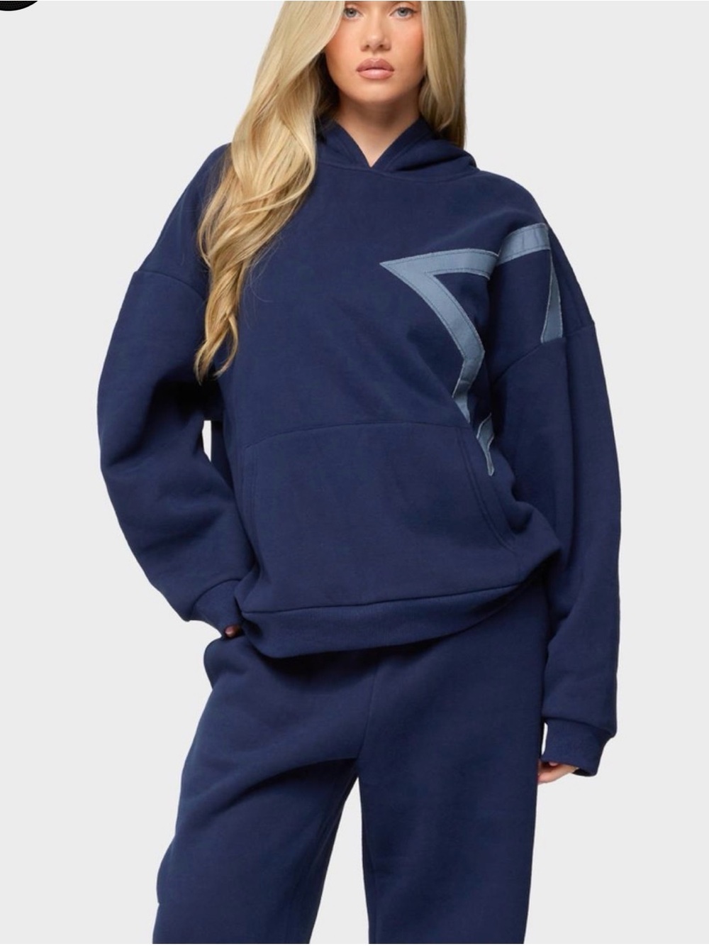 Edikted Navy Hoodie with Light-Blue Star Detail